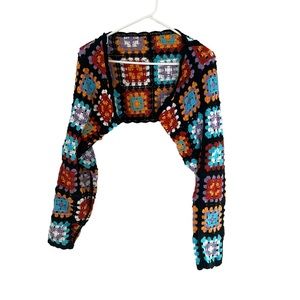 Crochet Granny Square Long Sleeve Shrug